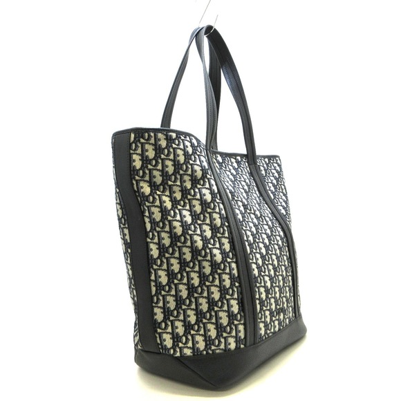 Dior Oblique Light Gray Tote Bag Voyage Navy Black - Picture 1 of 13